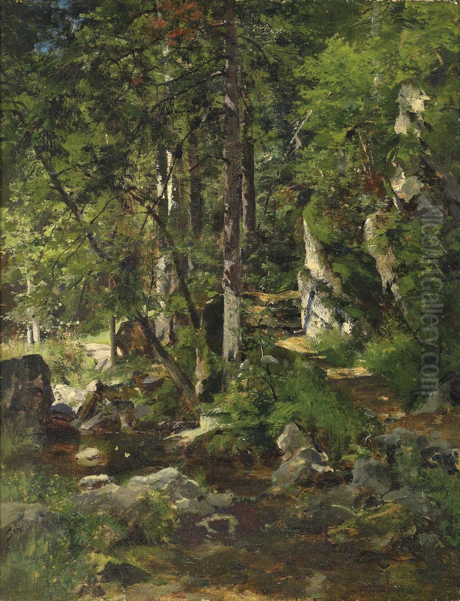 Woodland path Oil Painting by Emil Jakob Schindler