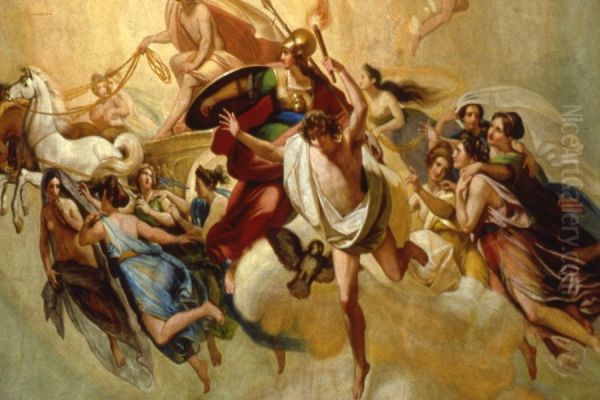 Prometheus steals the fire protected by Minerva Oil Painting by Francesco Scaramuzza