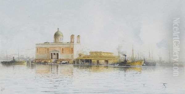 Customs House, Port Said, Egypt Oil Painting by unknown