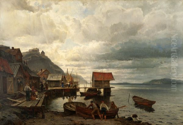 Scene from the West Coast of Sweden Oil Painting by Johan Edvard Bergh