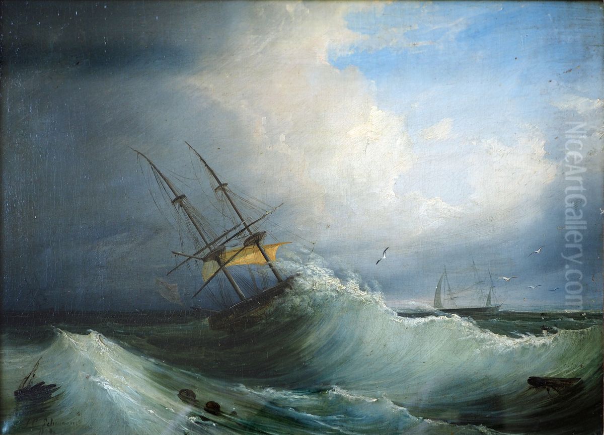 Bewegte See Oil Painting by Caspar Scheuren