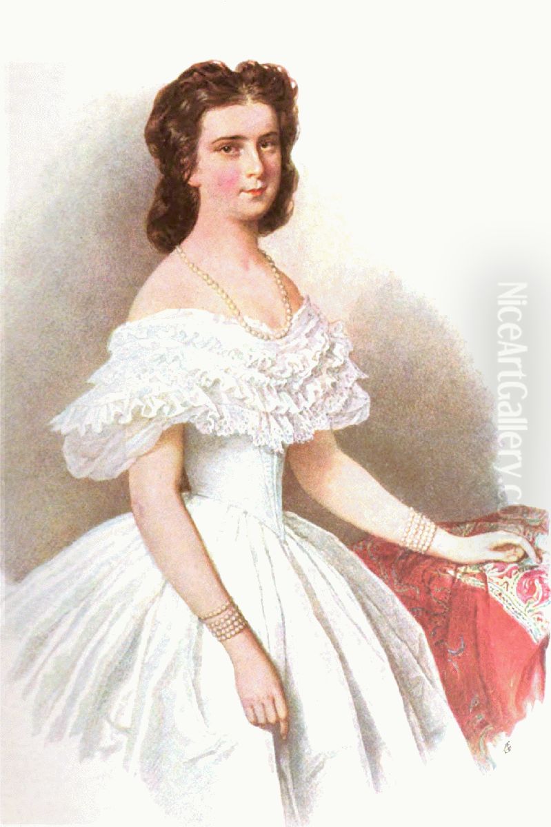 KaiserinElisabeth von Osterreich Oil Painting by Josef Nikolaus Kriehuber