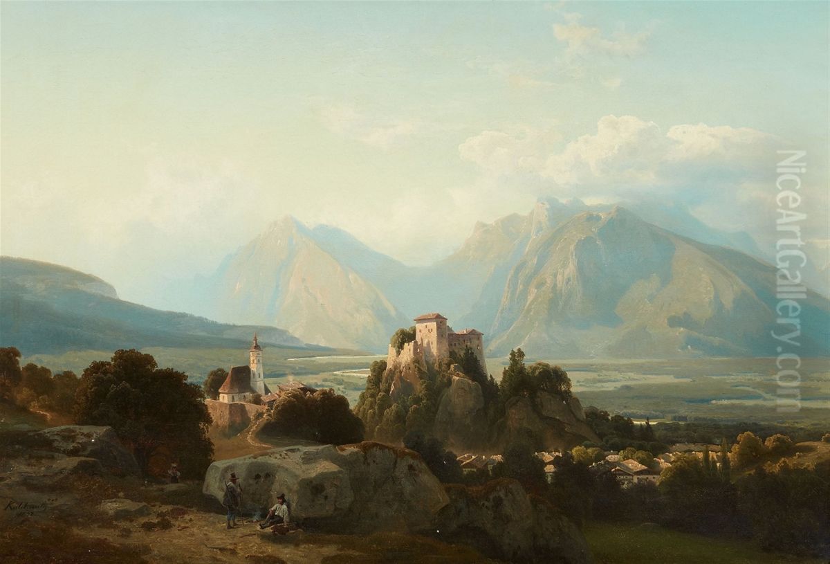 Gebirgslandschaft mit Burganlage Oil Painting by Stanislaus von Kalckreuth