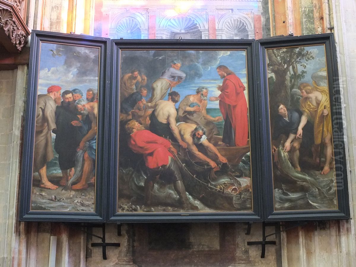 De Wonderbaarlijke visvangst (Lukas 5:4-7 Oil Painting by (studio of) Rubens, Peter Paul