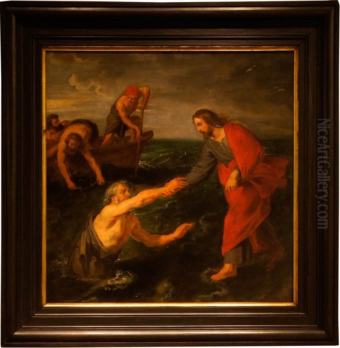 Jesus walking on water Oil Painting by (studio of) Rubens, Peter Paul