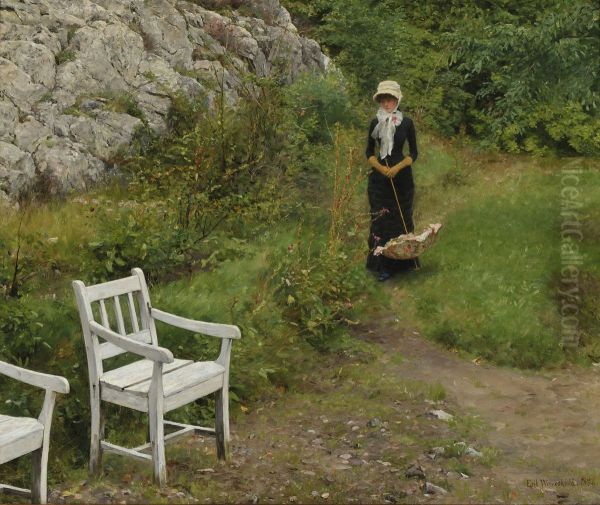 Yndlingspromenaden (Pa gamle tomter) Oil Painting by Erik Werenskiold