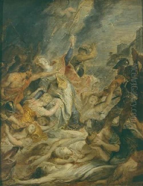 The martyrdom of Saint Ursula and her friends Oil Painting by (studio of) Rubens, Peter Paul