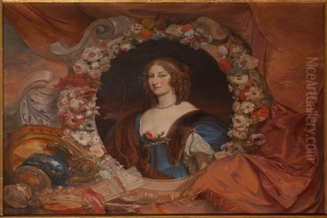 La duchesse de Nemours en Diane chasseresse Oil Painting by Henri Decaisne