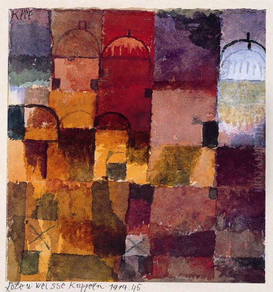 Red and white domes (Rote und weisse Kuppeln) Oil Painting by Paul Klee