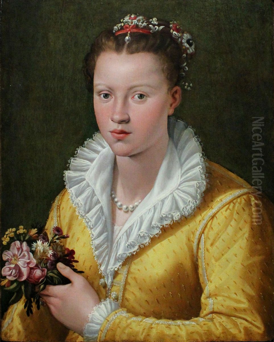 Portrait of a Lady Oil Painting by Girolamo Del Crocifissaio (see Macchietti)