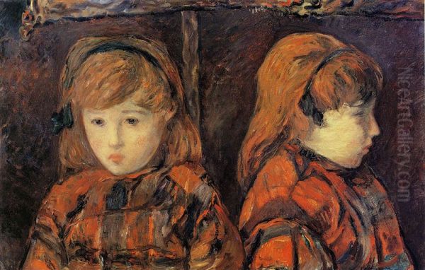 Double portrait d'une fillette Oil Painting by Paul Gauguin