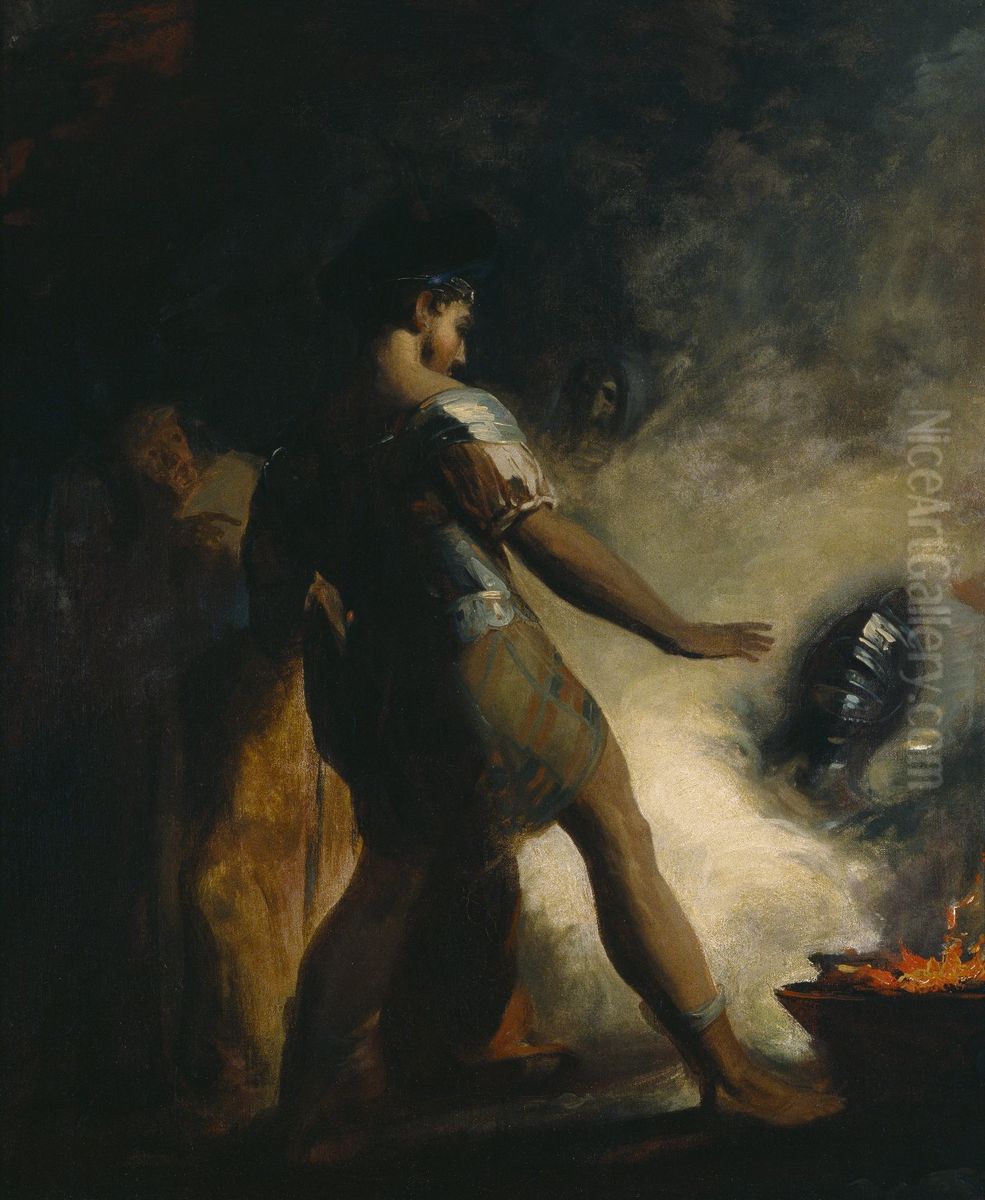 Macbeth in the witches' cave Oil Painting by Thomas Sully