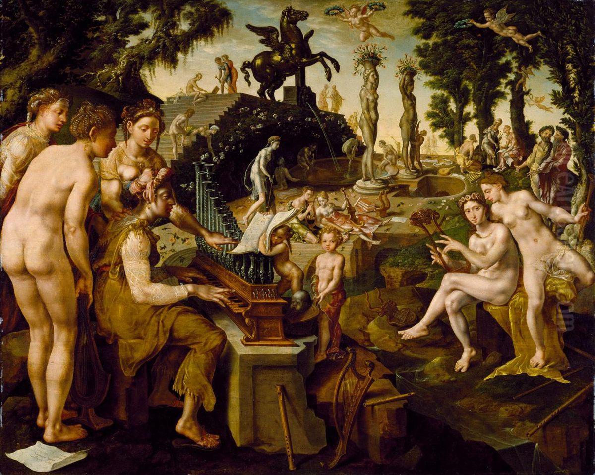 Concert of Apollo and the Muses on Mount Helicon Oil Painting by Maarten Van Heemskerck