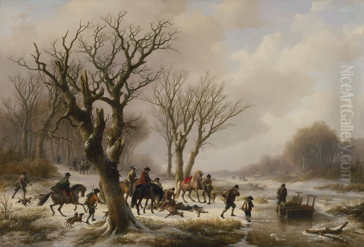 Na de Jacht Oil Painting by Eugene Verboeckhoven Na de Jacht Oil Painting by Eugene Verboeckhoven