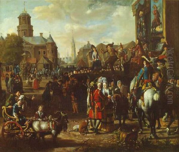 Marktbuhne Oil Painting by Matthijs Naiveu