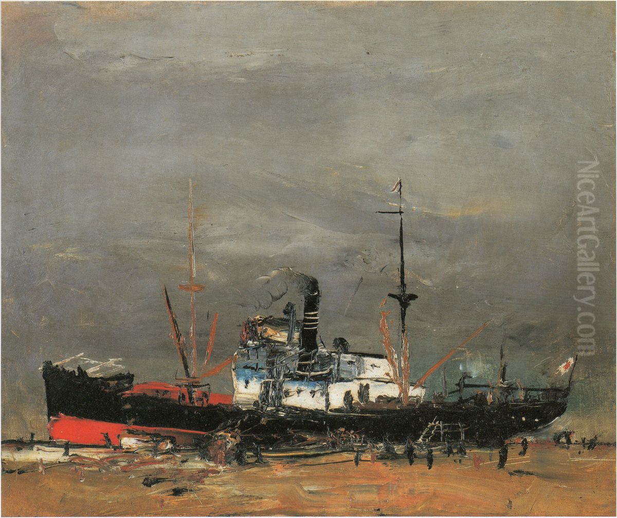 Steamboat Oil Painting by Yuzo Saeki