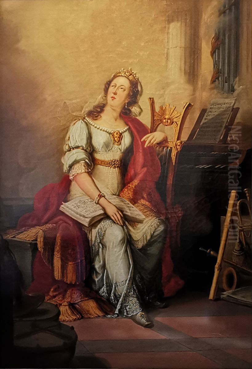 Heilige Cacilia Oil Painting by Josef Engerth