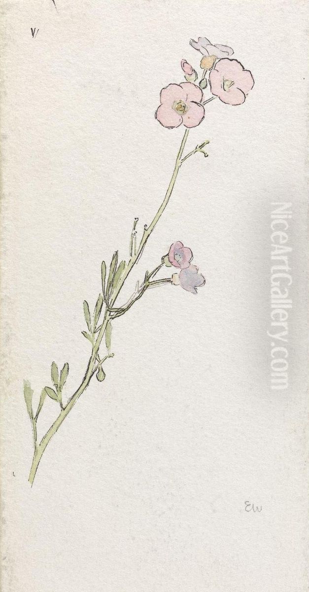 Violet Flowers Oil Painting by Erik Werenskiold