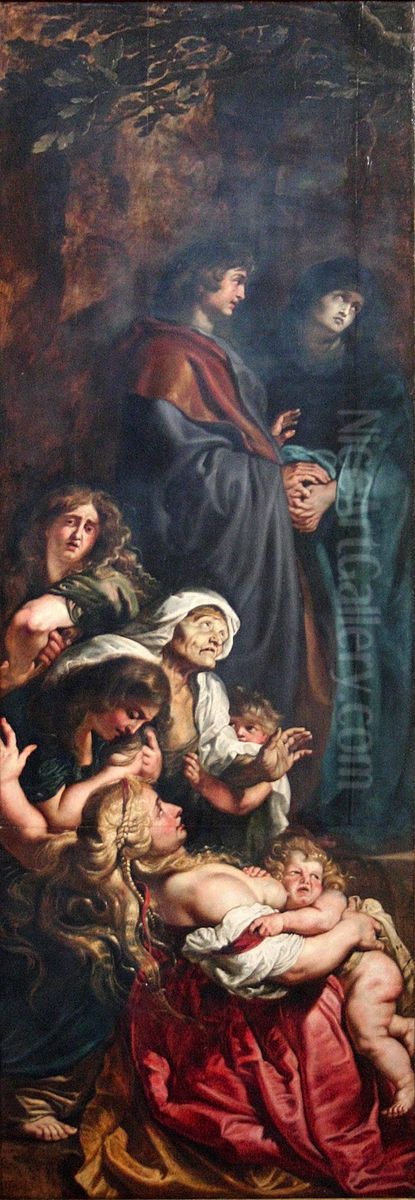 The Raising of the Cross, Left Panel Oil Painting by (studio of) Rubens, Peter Paul
