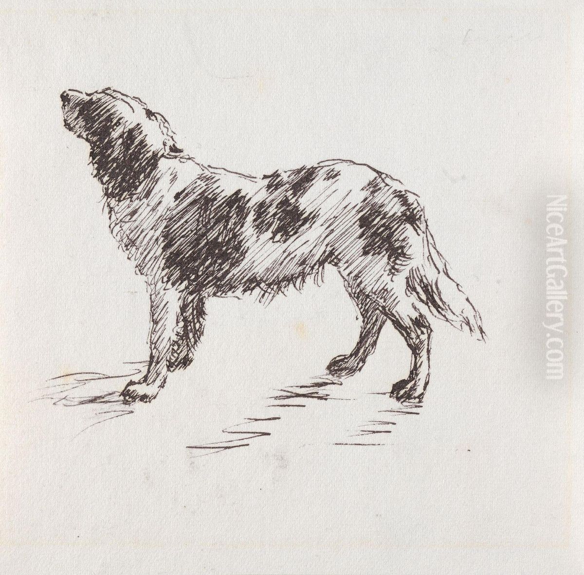 Bird Dog Oil Painting by Erik Werenskiold