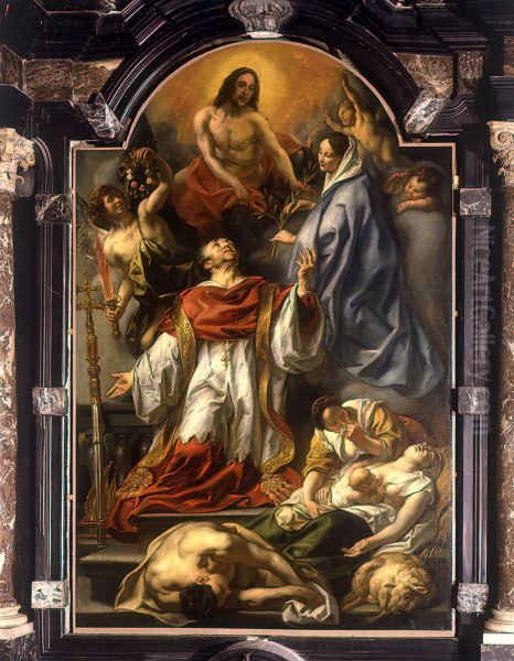 H. Carolus Borromeus als middelaar voor de pestlijders Oil Painting by Jacob Jordaens