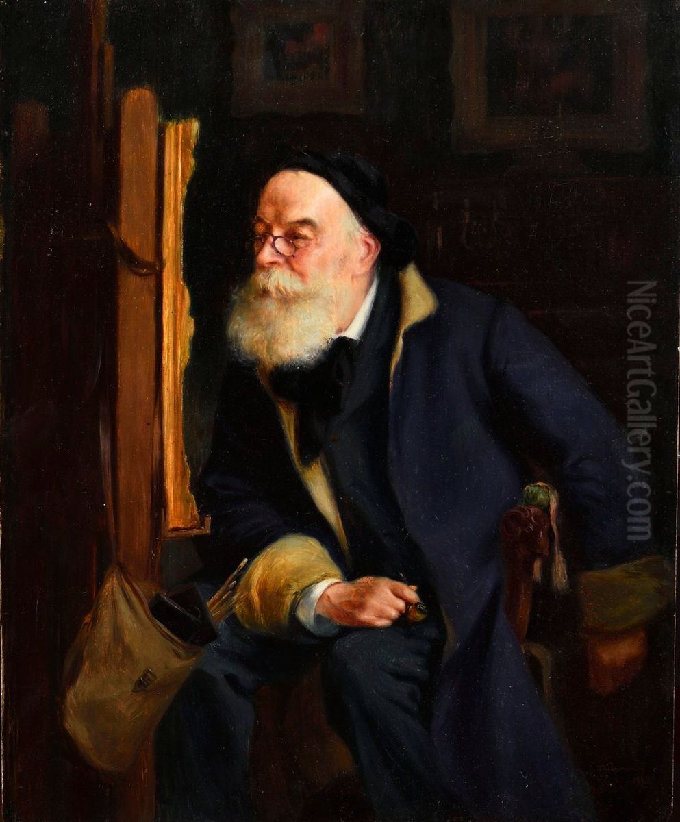 Autoportrait dans l'atelier Oil Painting by Julien Thibaudeau