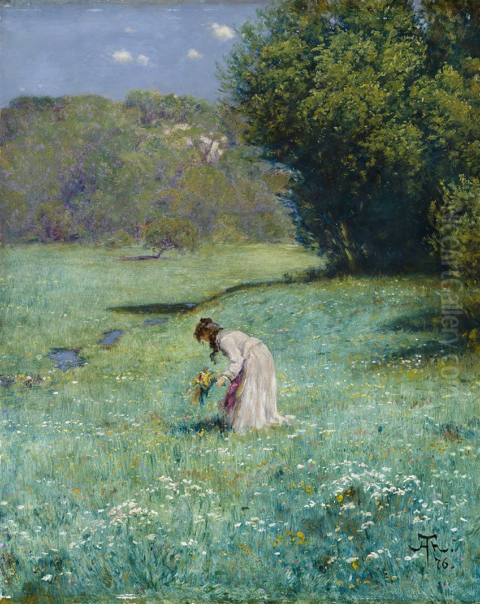 Forest meadow Oil Painting by Hans Thoma