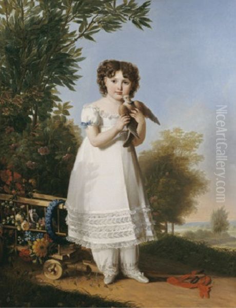 Portrait of Napoleona Elisa Baciocchi (1806-1869) Oil Painting by Marie-Guillemine Benoist