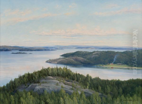 View over the archipelago. Oil Painting by Thorsten Waenerberg