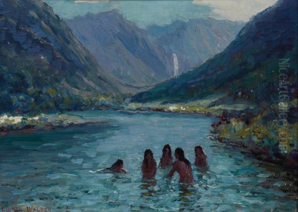 Women bathing, Hawaii Oil Painting by Lionel Walden
