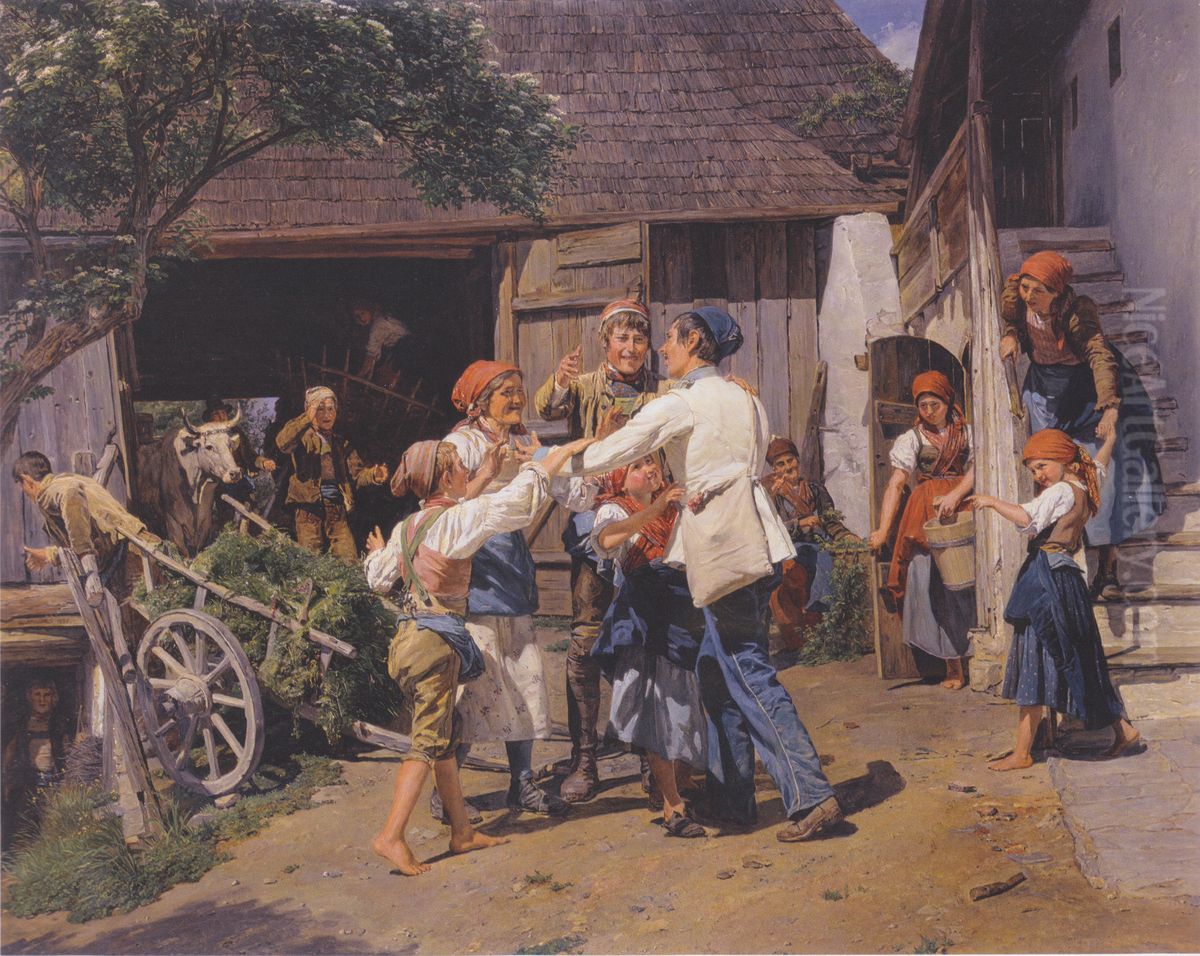 Homecoming into the fathers house Oil Painting by Ferdinand Georg Waldmuller