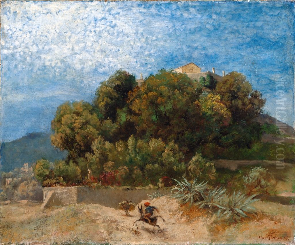 Landscape near La Spezia Oil Painting by Hans Thoma