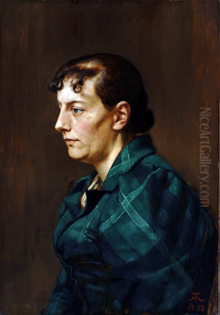 Woman portrait Oil Painting by Hans Thoma