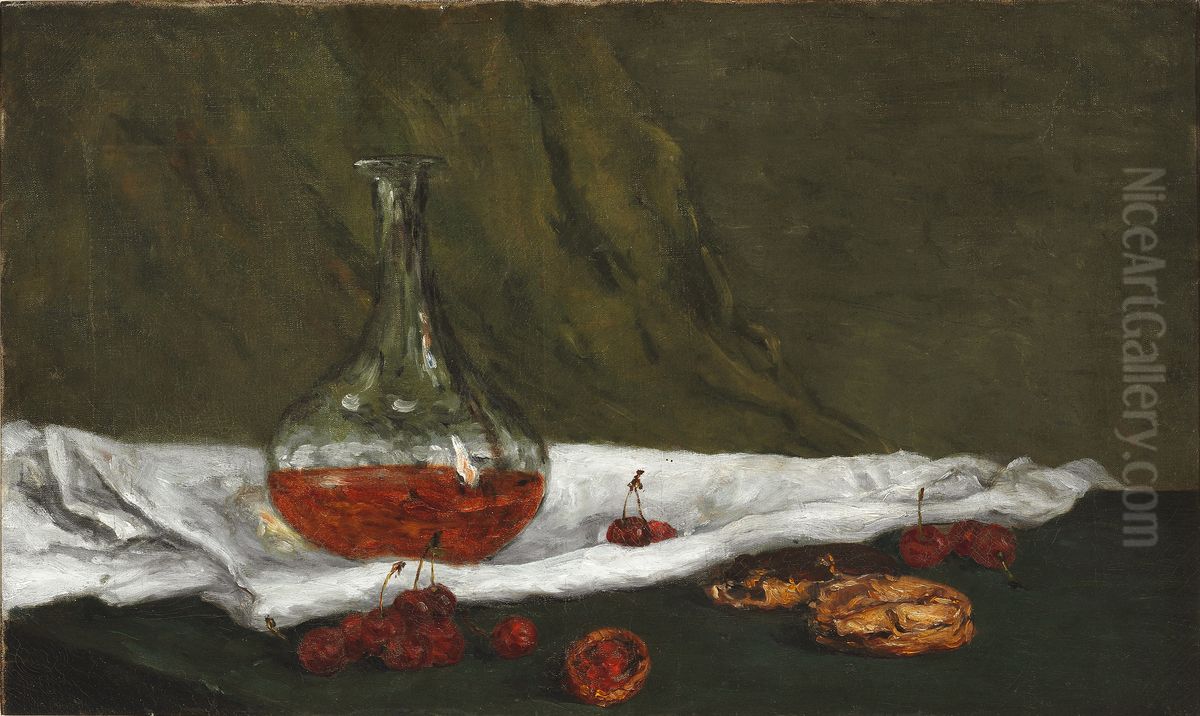 Cherries and Carafe Oil Painting by Paul Gauguin Cherries and Carafe Oil Painting by Paul Gauguin