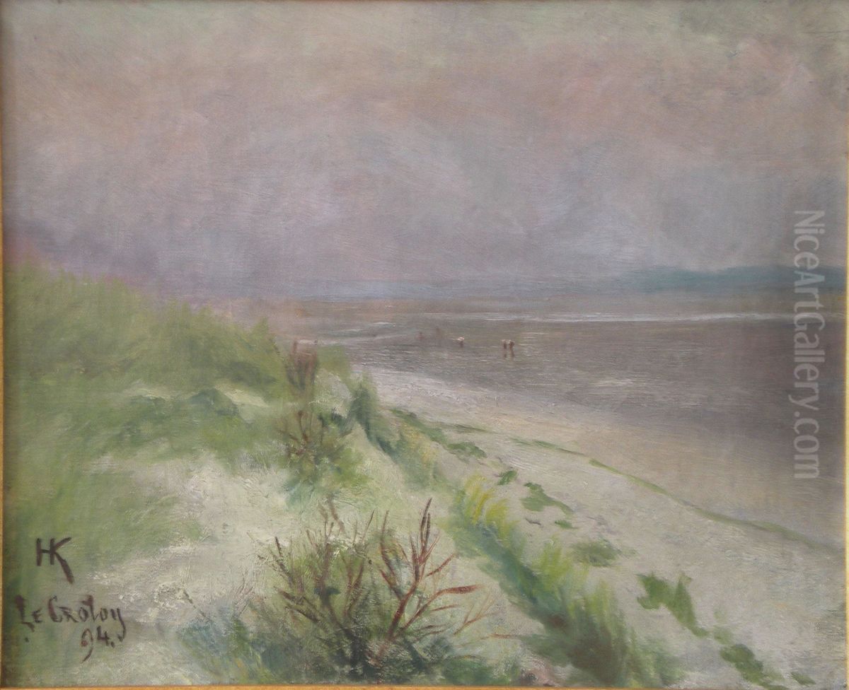 Winter Landscape Picardie France 1894 Oil Painting by Hellewi Kullman