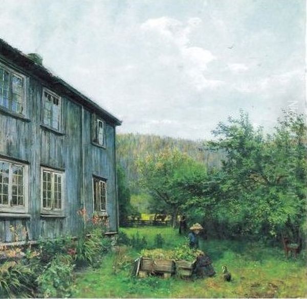 In The Garden Oil Painting by Gerhard Munthe