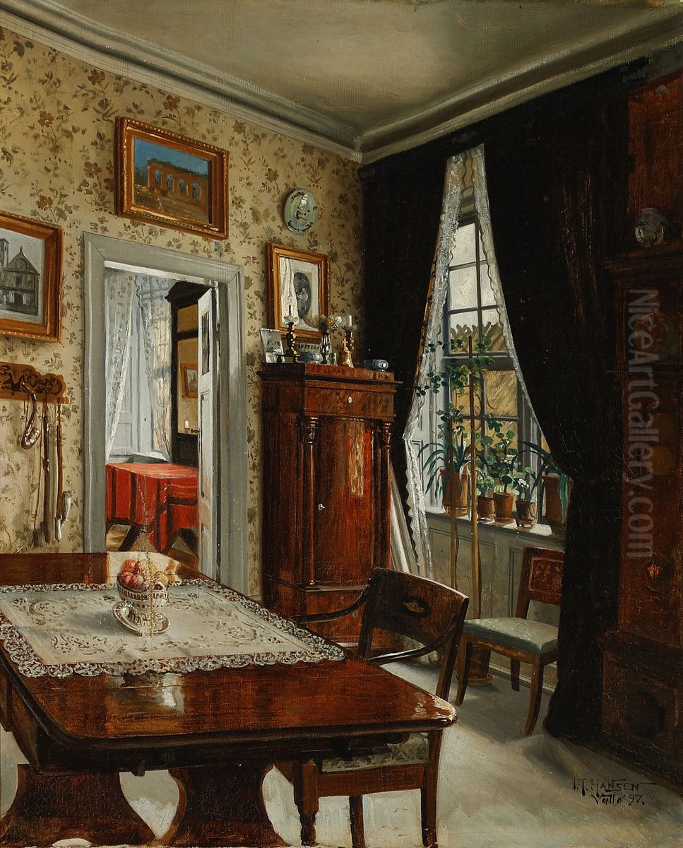 Et stueinterior Oil Painting by Josef Theodor Hansen