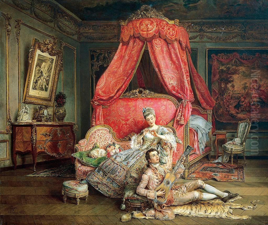 Romantic scene Oil Painting by Ignacio Leon y Escosura