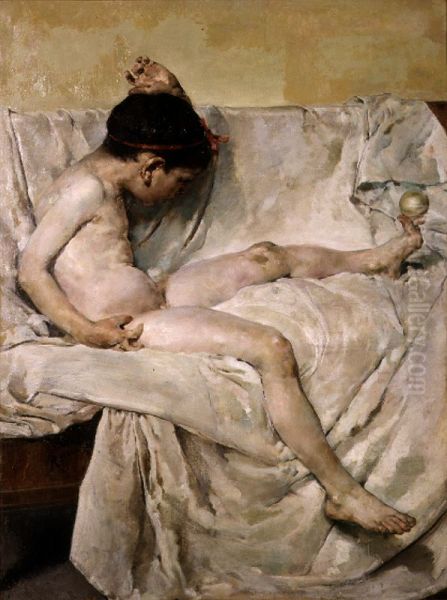 Juegos icarios Oil Painting by Ignacio Pinazo Camarlench
