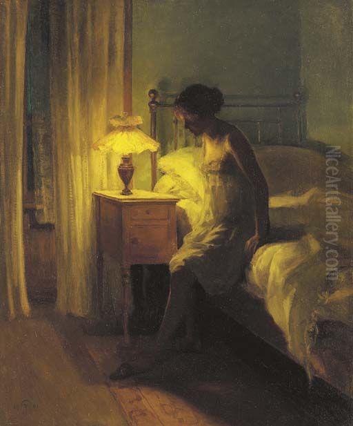 In the bedroom. Oil Painting by Peter Ilsted