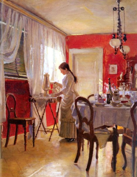 The Dining Room Oil Painting by Peter Ilsted