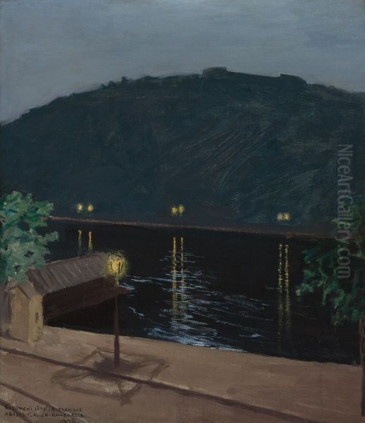 Oinen Donau joki Oil Painting by Akseli Gallen-Kallela