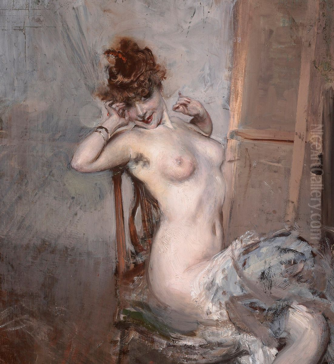 Nudo di giovane seduta Oil Painting by Giovanni Boldini