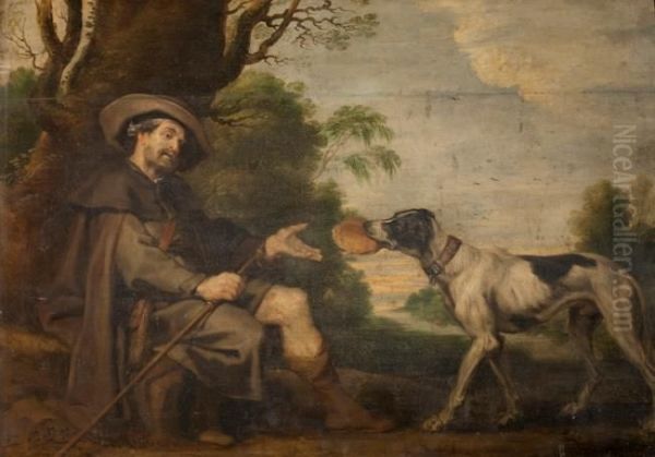 Saint Roch fed by a dog Oil Painting by Peter Paul Rubens