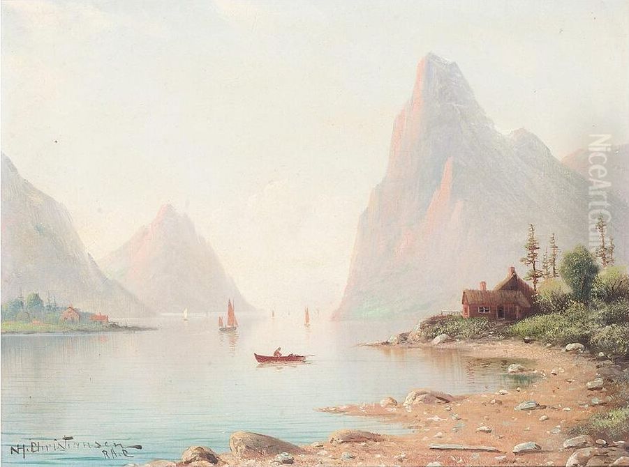 Fjord landscape. Oil Painting by Niels H. Christiansen