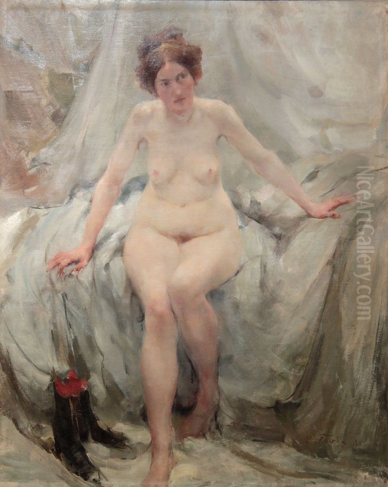 Seated Nude Oil Painting by Vitaly Gavrilovitsj Tichov