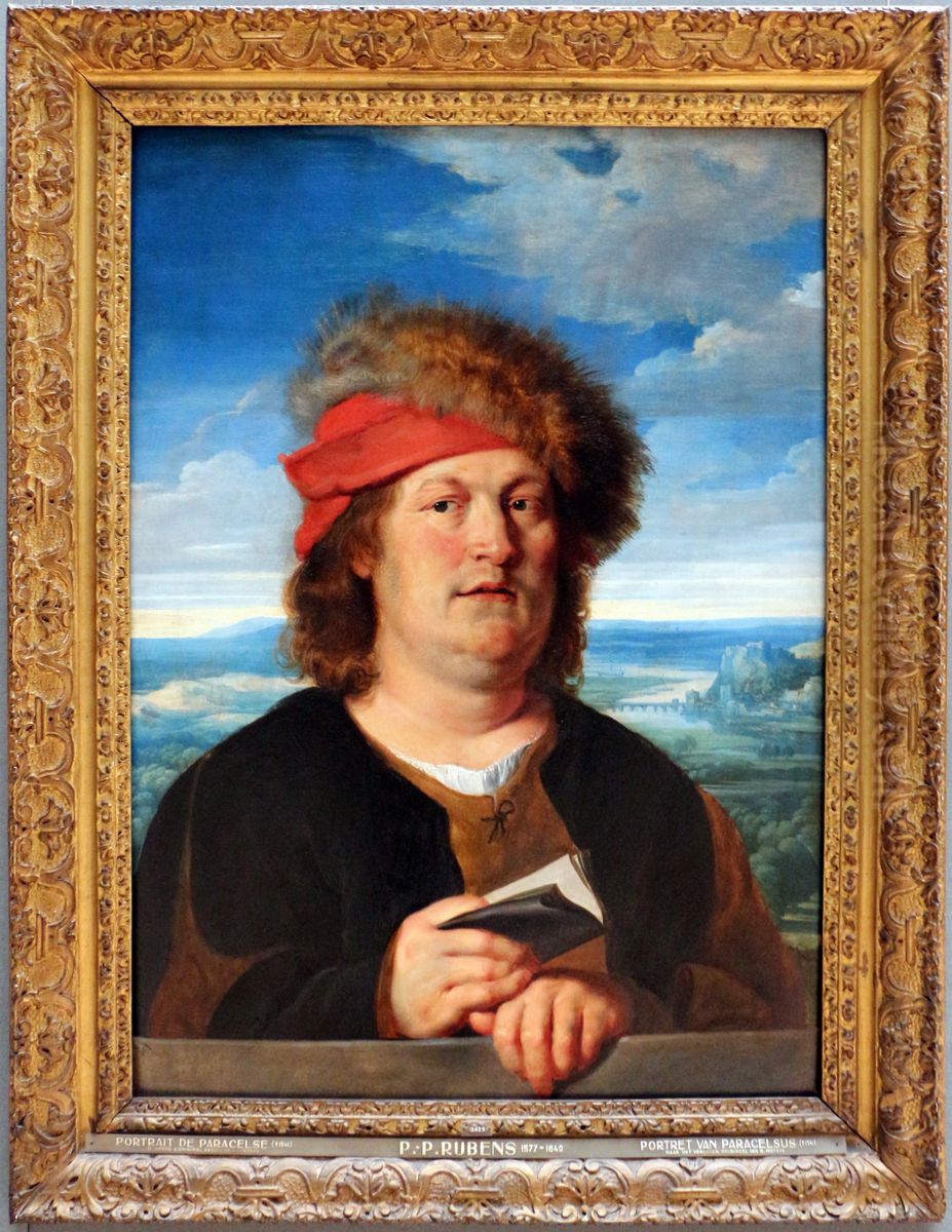 Portrait of a man in a landscape, said to doctor  Paracelsus (1493-1541) Oil Painting by (studio of) Rubens, Peter Paul