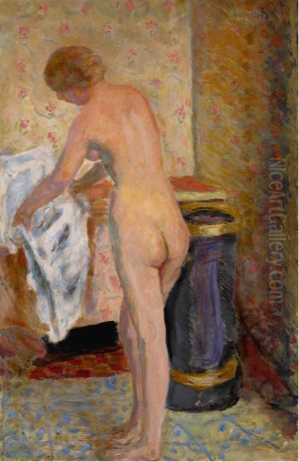 Nu debout a l'essuie-main Oil Painting by Pierre Bonnard