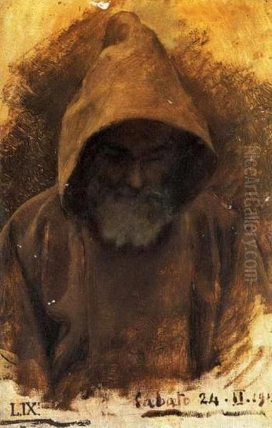 Bust of a monk Oil Painting by Luigi Nono