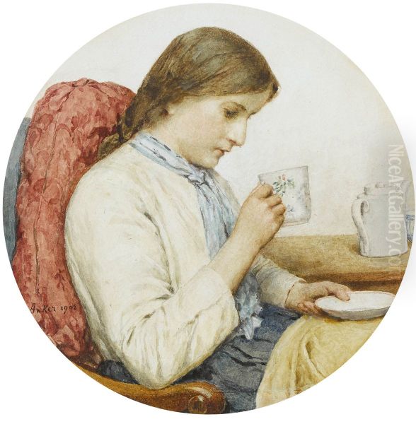 Die Genesende Oil Painting by Albert Anker